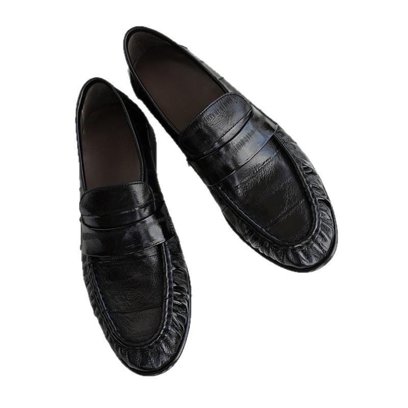 2025 neue französische Retro Aal Ein-Pedal Slipper Japanische JK Schuhe flache Einzelschuhe Damen britische kleine Lederschuhe