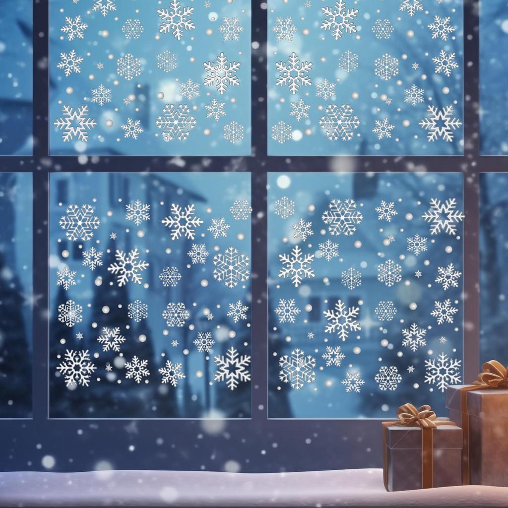 Christmas Window Stickers Static Reusable Home Decor Snowflake Window Stickers Holiday Decor For Glass Door Tile Bedroom