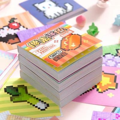 50Sheets/bag New Cute Pixel Coloring Sticker Book Food Animal Theme Creative DIY Sticker Doudouben Mini Gamebook Stickers Gift