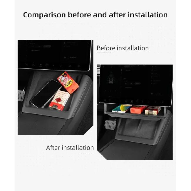 Under Screen Storage Box for Tesla Model Y/3+ Highland Model Y juniper Central Control Hidden Storage Organizer Tray Accessories