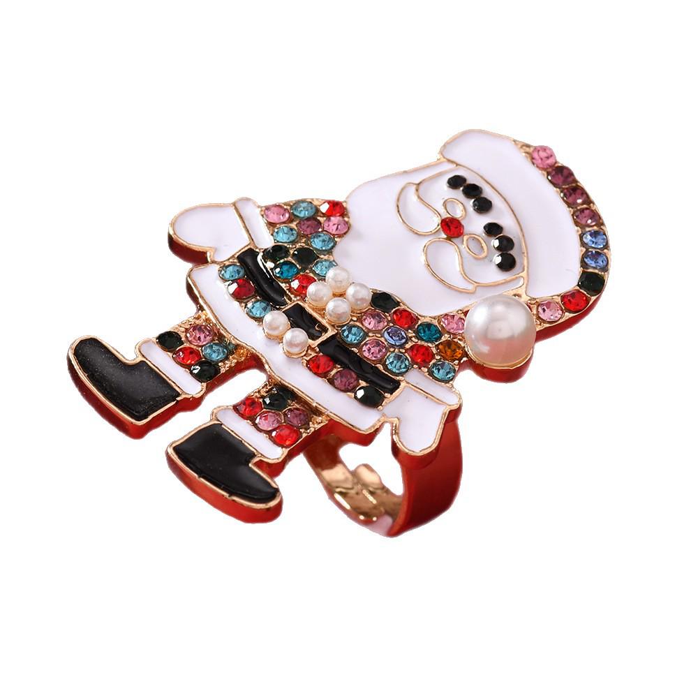 Santa Claus Rhinestone Enamel Ring - Classic Christmas Jewelry