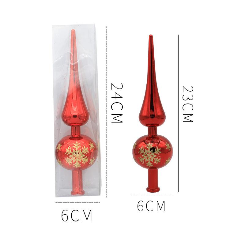 1pcs 23cm Christmas Tree Topper Red Gold Silver Tip Shaped Ornament Gourd Ball Hanging Pendant Xmas Decor For Home 2025 Navidad