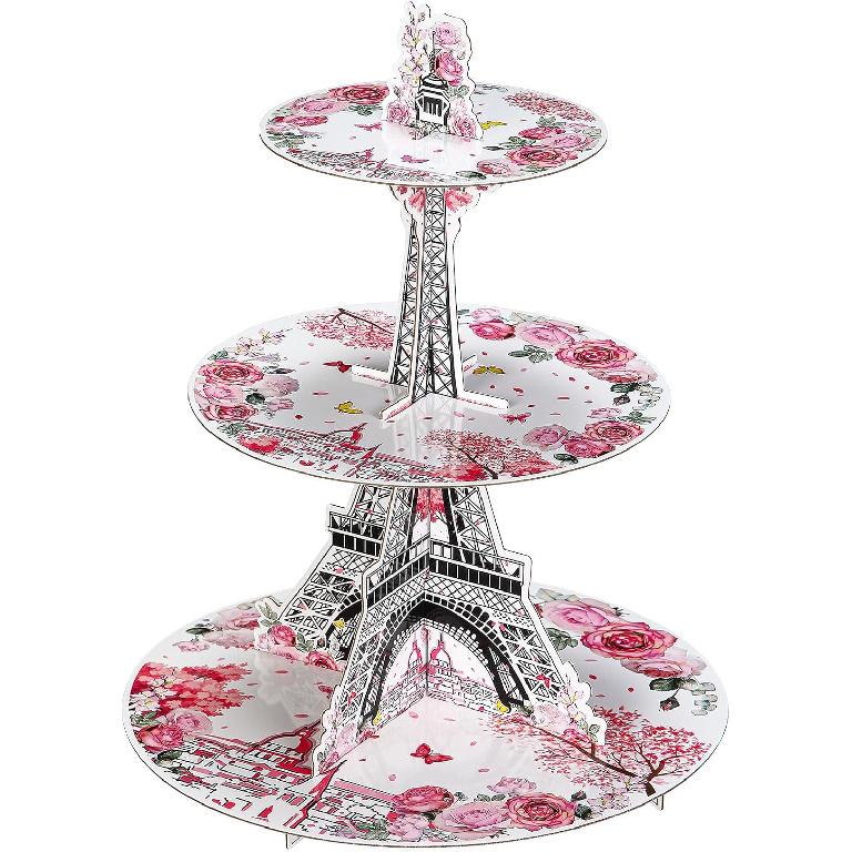 Honeydak 3 Tier Fairy Party Cupcake Stand Decorations Fairy Theme Cupcake Holder Decorations Wing Ballet Dancer Dessert Tower for Kids Party Birthday