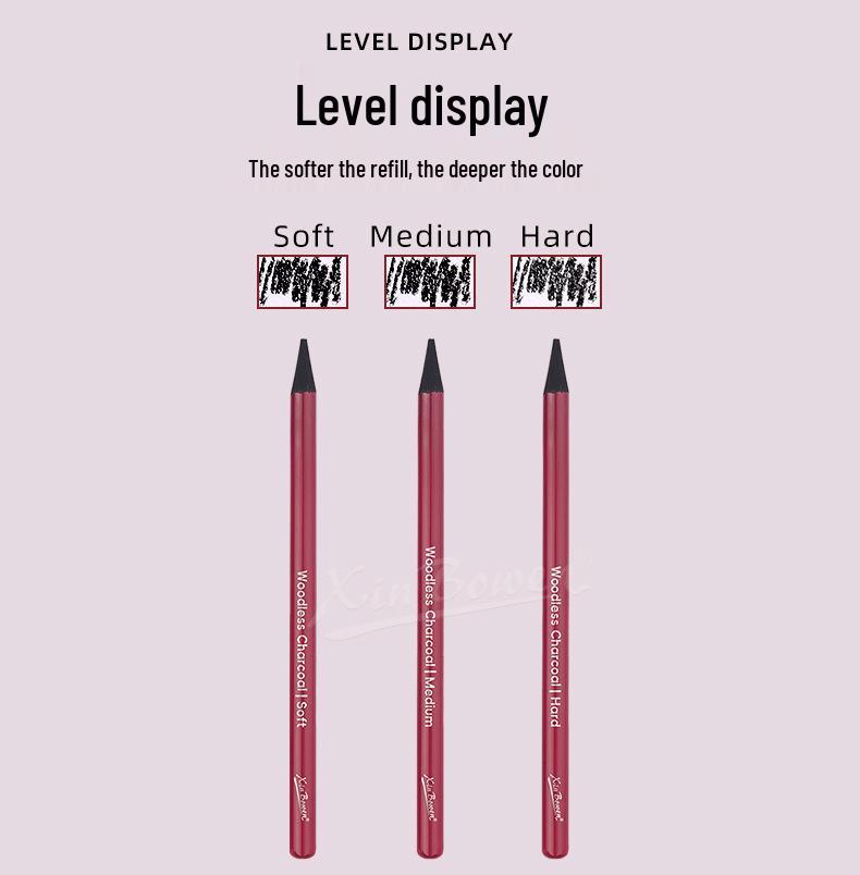 Graphite Charcoal Pencil Set - 6 Pieces: Hard, Medium & Soft for Art, Students & Sketching