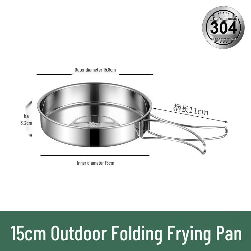 Yuedes Outdoor Cookware: 304 Stainless Steel Camping Folding Tableware Set