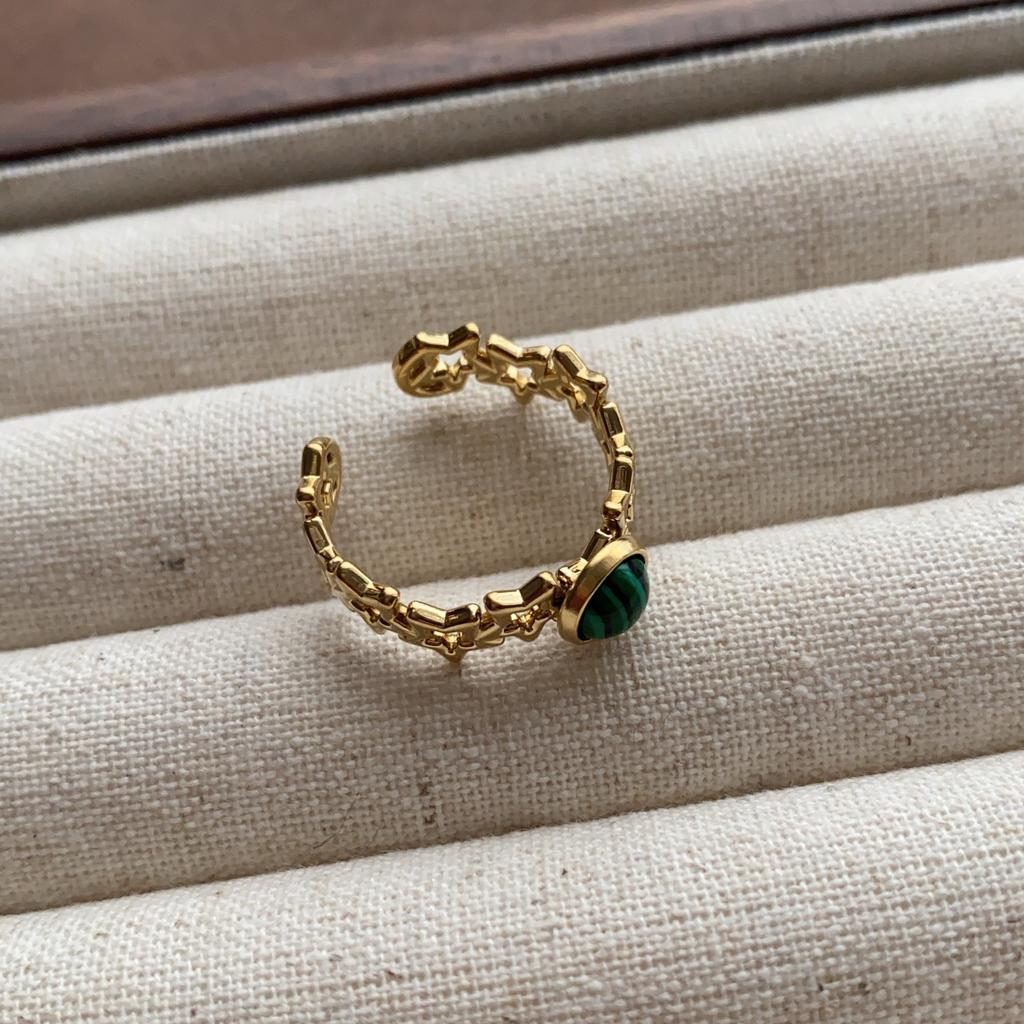 Gem series ring retro European and American light luxury gemstone niche design open oval personalized ring finger ring