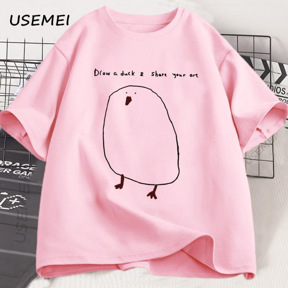 

Funny Painted Duck T-shirt Men and Women Casual and Interesting Printed T-shirt Summer Short-sleeved Cool Round Neck Men s Clothes T-shirt S