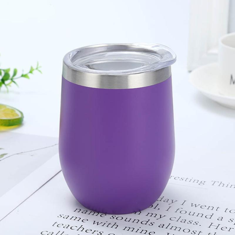 Stainless Steel Eggshell Wine Tumbler 12oz Double Wall Vacuum Insulated Reusable Cup for Birthday Holiday Gifts