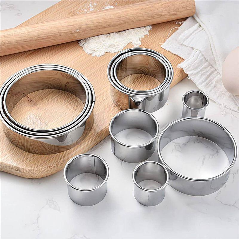 2X Cookie Biscuit Cutter Set, Round Stainless Steel Pastry Rings 24 Pieces With Round Box-B61B