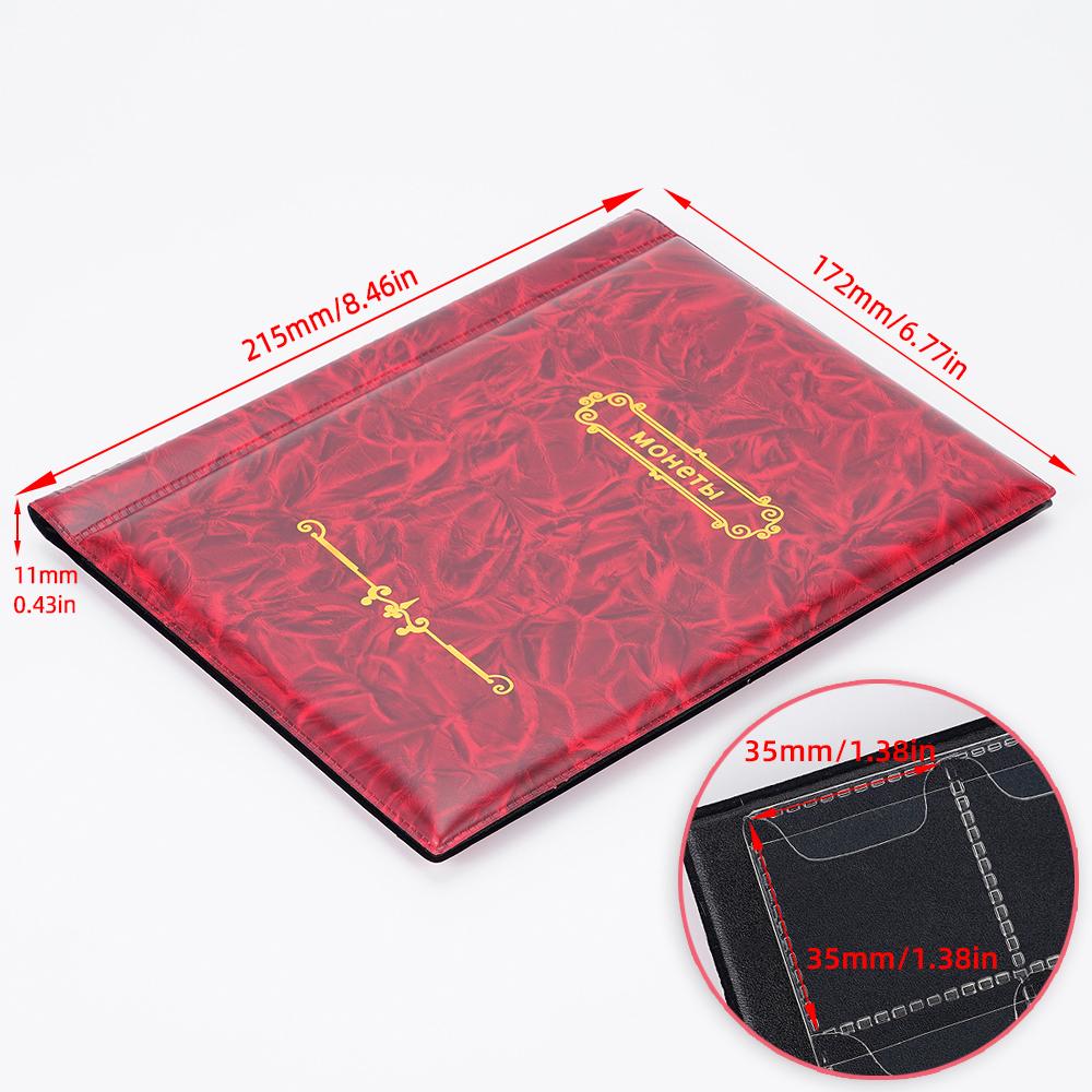

10Pages 250 Pockets Coins Collection Album Coins Storage Book Coins Scrapbook Gifts Stamp Commemorative Collector Storage Bag красный