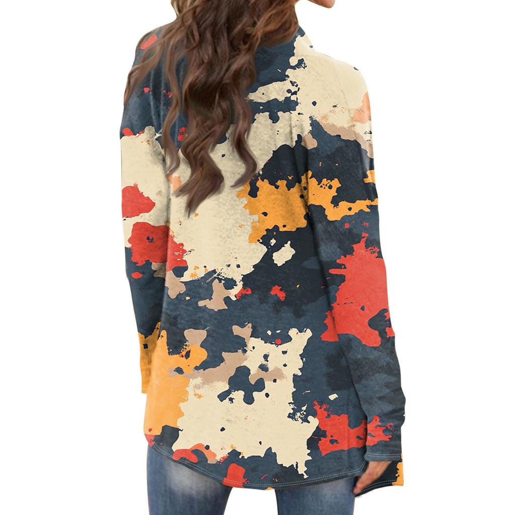 Dámská móda ležérní vánoční potisk Středně dlouhý svetrový kabátek