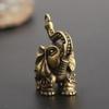Retro Brass Auspicious Elephant Ornaments Keychain Metal Animal Keychain Living Room Decoration Home Decor Accessories