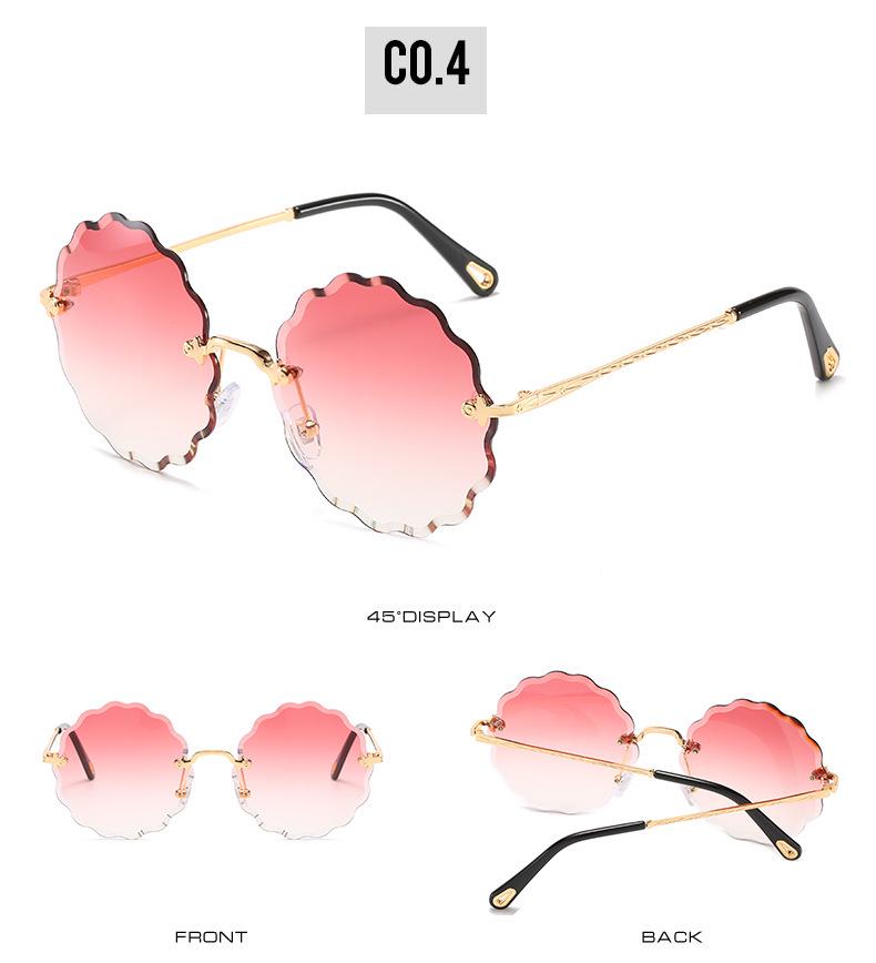 2020 Cut Edge Frameless Women's Sunglasses, Floral Design with Colored Ocean Lens, Style 5508