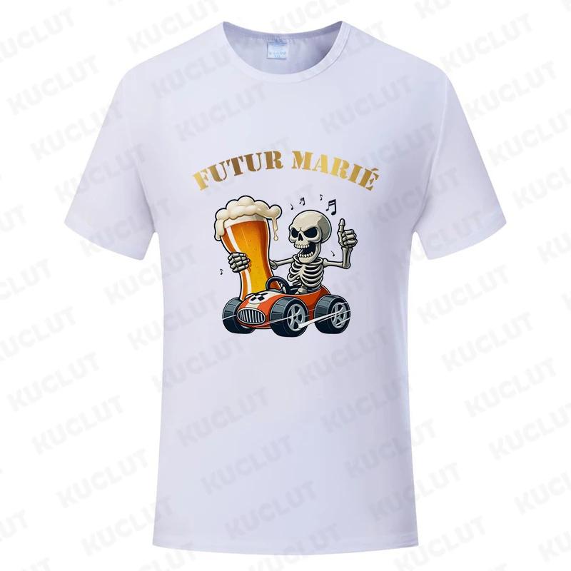 Team Groom Squad Trauzeuge T-Shirt Groomsman T-Shirts Französische Herren Bier Junggesellenabschieds-Shirt Hochzeit Y2K Tops
