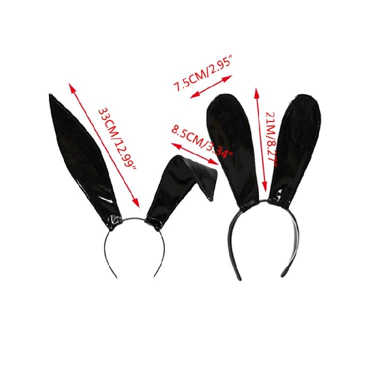 Fascia con Orecchie da Coniglio in Pelle Morbida Copricapo di Halloween Accessori per Capelli Fatti a Mano