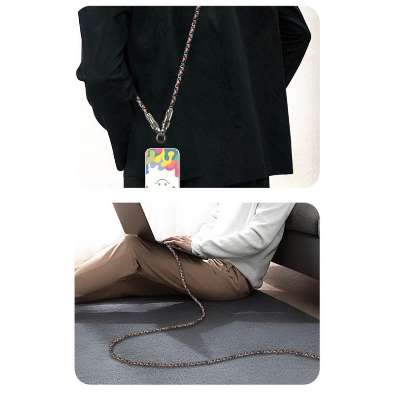 Reinforced Braided Charging Cord Cable with Phone Strap 60W Rapid Charging Travel Essential for Camping Outdoor Activity