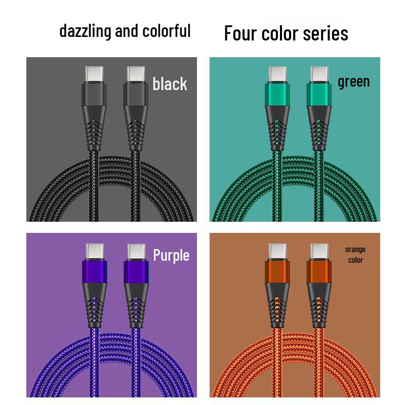 PD60W Geflochtenes C-zu-C Schnellladekabel für Apple/Huawei TYPEC Geräte