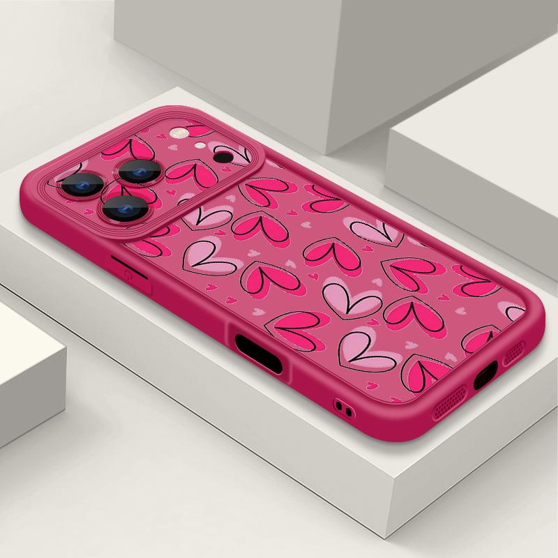 For iPhone 17 Pro Max Case Hand drawn heart-shaped pattern Shockproof Bumper Soft Silicone Cover For iPhone 16 15 14 13 Pro 12 11 16E Air