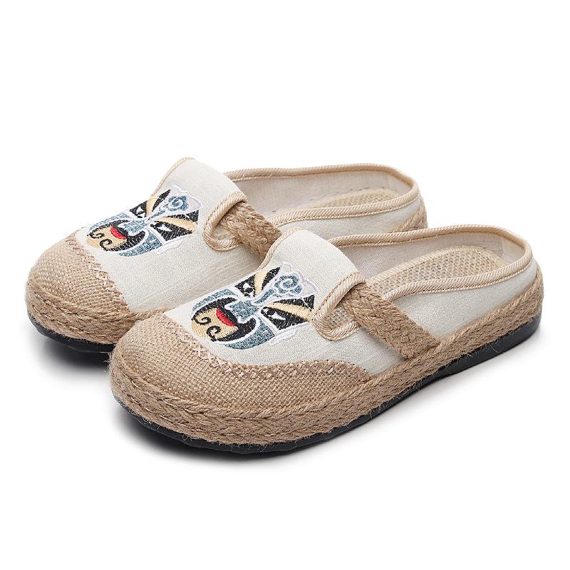 

Тканевые туфли вышитые тапочки сумка голова лен одинарные туфли вышитая маска для лица женская обувь удобная нескользящая мягкая подошва 41