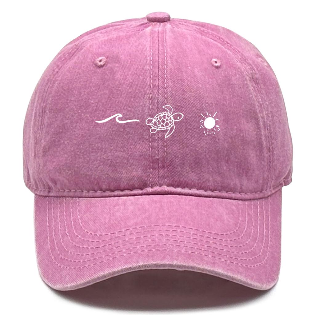 Waves Turtle Sun Print Unisex Snapback Baseball Hat Sports Hat All-season Adjustable Baseball Cap Perfect For Street Wear