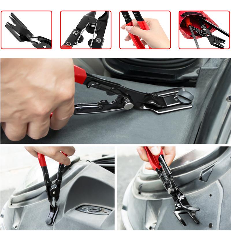 3-Piece Automotive Fastener and Rivet Removal Tool Set: 6-inch & 8-inch Screwdrivers, Pliers for Car Clip and Decorative Opening.