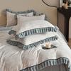 Winter Thick Milk Fleece Bedding Set French Lace Duvet Cover Sheet Coral