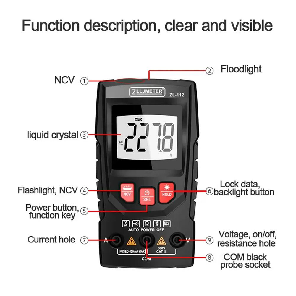 Professionelles Digitalmultimeter Farbanzeige Handmultimeter NCV Tester Professionelle Spannung