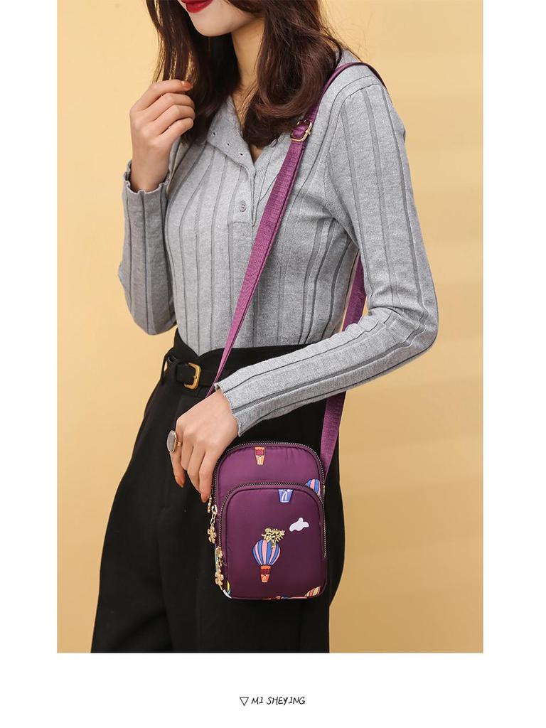 Trendige Nylon-Crossbody-Tasche für Handy & Münzen - Vertikale Umhängetasche