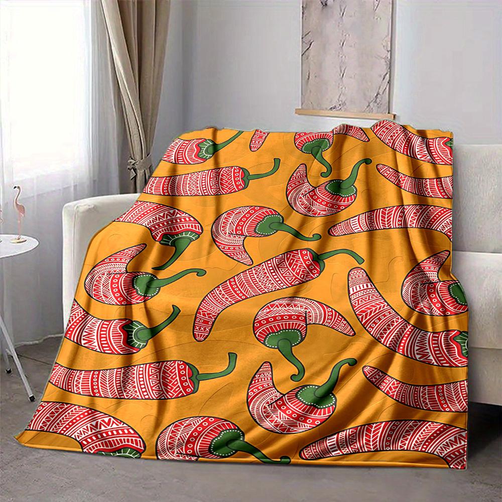 1pc Chili Pepper Print Blanket Warm,Perfect for Camping And Travel, Making It a Great Gift for Any Season Yy250904173