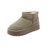 Autumn and winter velvet leather thick-soled snow boots women's velvet thickened large cotton shoes women's winter casual snow cotton