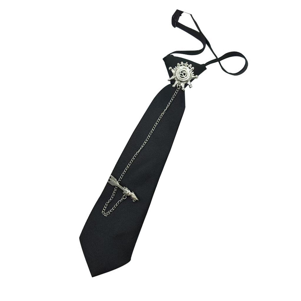 Adjustable Pre Tied Vintage Neck Tie Student Uniform Metal Arrows Chain Tie For Punk Rock Outfit Anime Cosplay Accessory