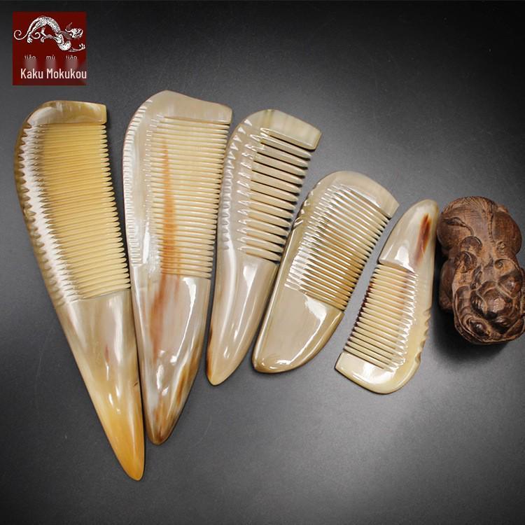Natural Yak Horn Comb for Long, Curly, Thick Hair - Anti-Static, Anti-Hair Loss, Large Wooden Massage Comb
