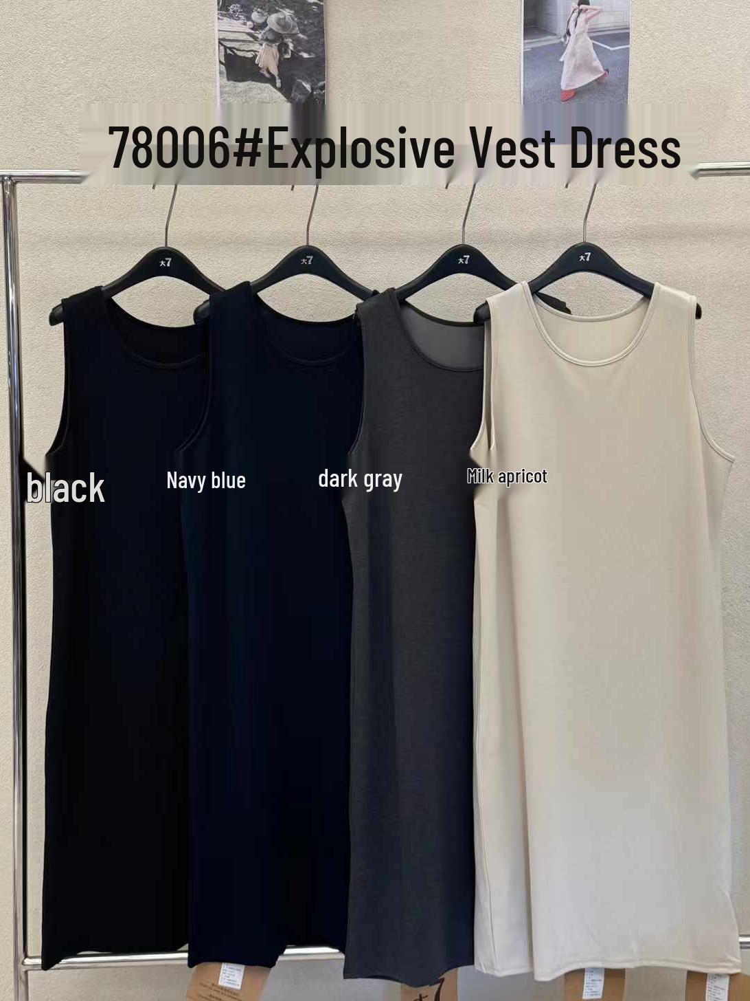 

Plus Size Women s Sleeveless Over-the-Knee Loose Fit Spring Dress - Korean Style Casual See Description for Size абрикосовий/вершковий