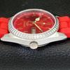 REFURBISHED JAPAN CITIZEN AUTOMATIC 8200 MENS DAY&DATE RED DIAL WATCH a432225-2 R110-a432225