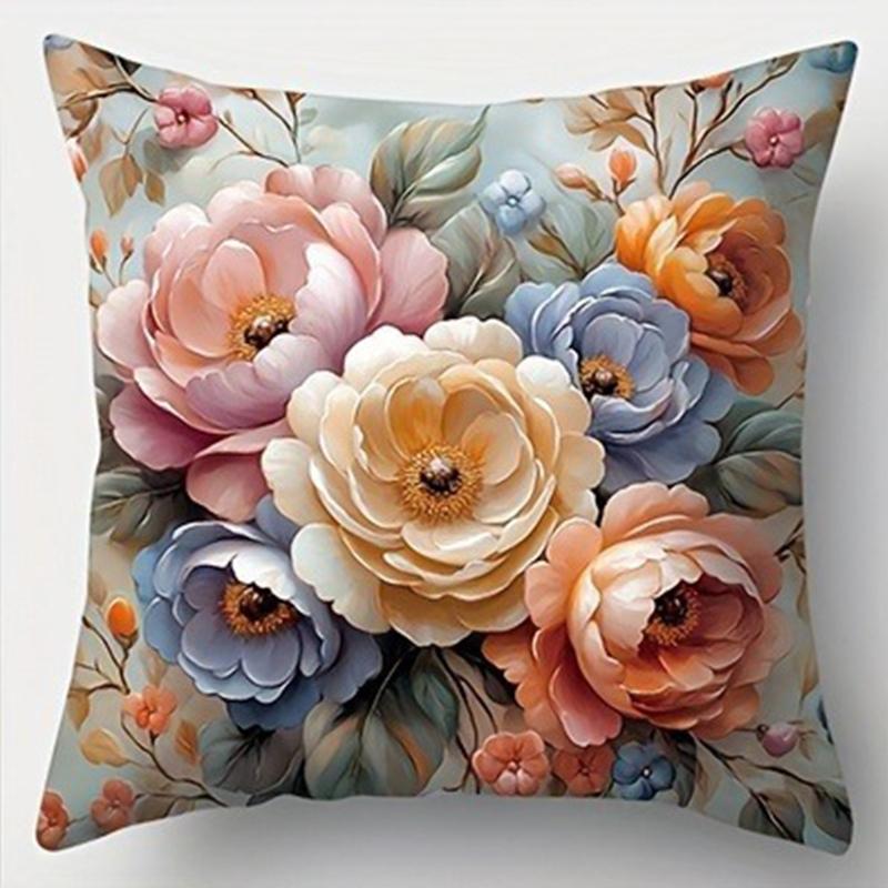 Fräsch lantlig design ros, lilja och liljemönster örngottLämplig för soffa bil sovrum dekorativt kuddöverdrag kuddfodral