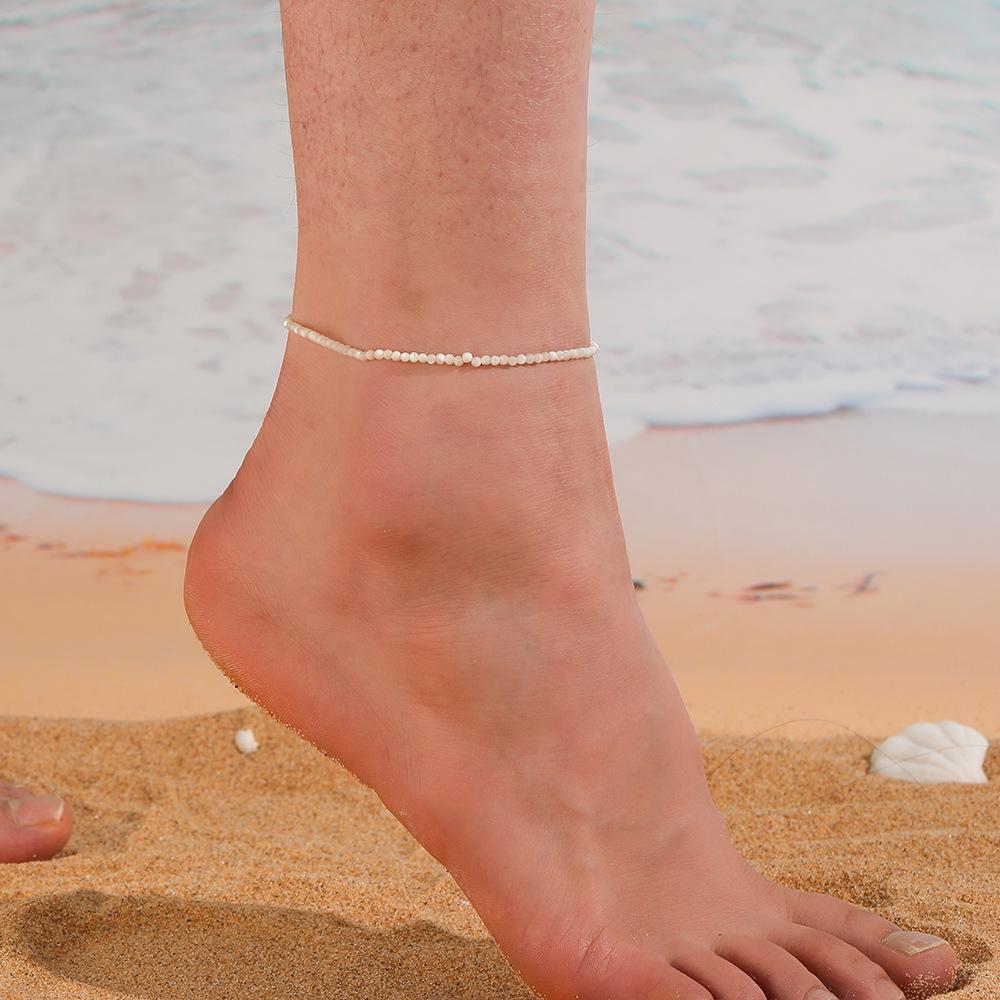 Stainless Steel Crystal Beaded Anklet - European & American Trend, Non-fading Titanium Steel for Women