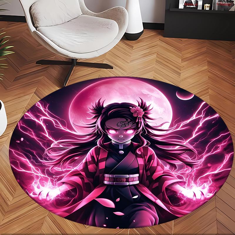 Nezuko (5) Round Office Rug Decorative Floor Rug for Office Bedroom Living Room and Home Space