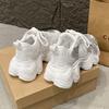 Fashion 8CM High Platform White Shoes Women New 2025 Summer Breathable Crystal Chunky Sneakers Designer Thick Sole Sports Shoes