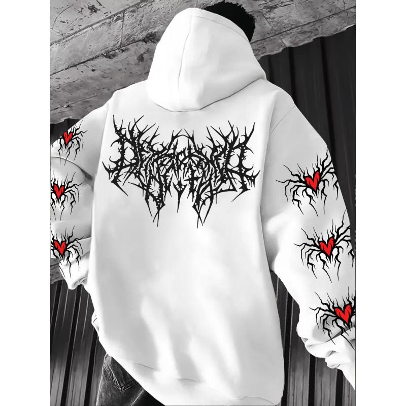Unisex Y2K Gothic Punk Graphic Hoodie Oversized Long Sleeve Streetwear Sweatshirt