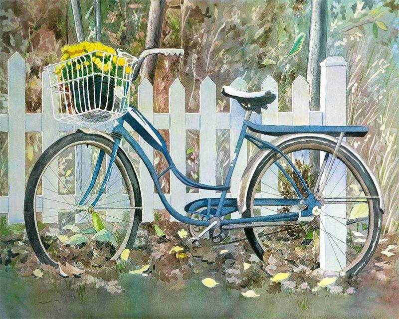 

RUOPOTY цифровая раскраска пейзаж холст ручная роспись уникальный велосипед гостиная детская комната украшение 40x50cm NO Frame