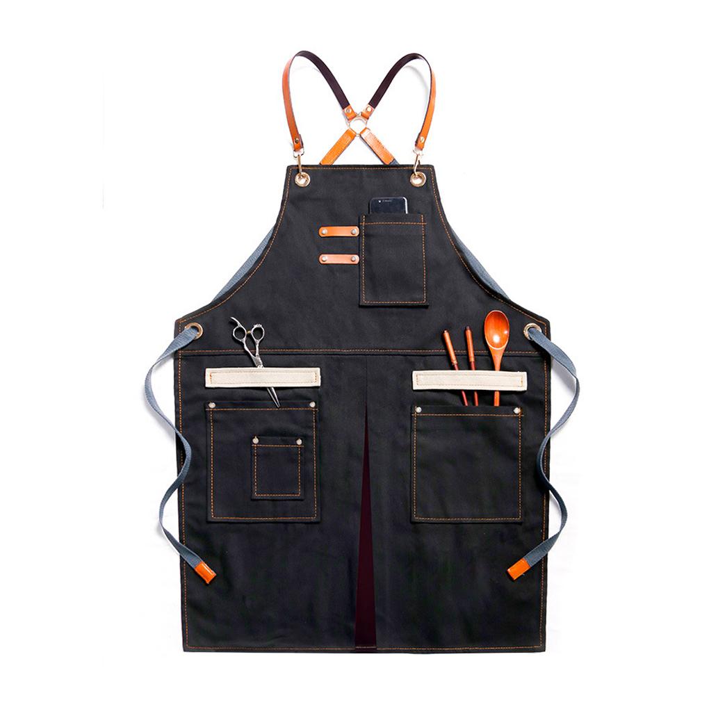 Work Apron Woodworking Mechanician Canvas Workshop Bib with Pockets Outdoor Painting Bar Washable Protective Aprons Bibs