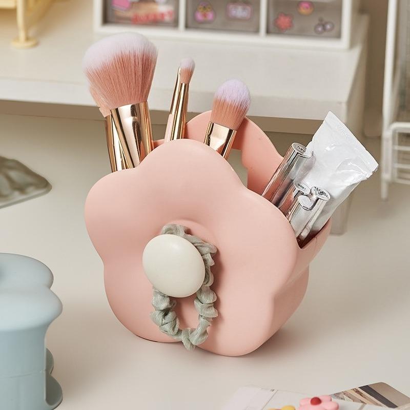 Flower Makeup Brush Storage Box Wall-mounted Home Bathroom Dressing Table Desktop Comb