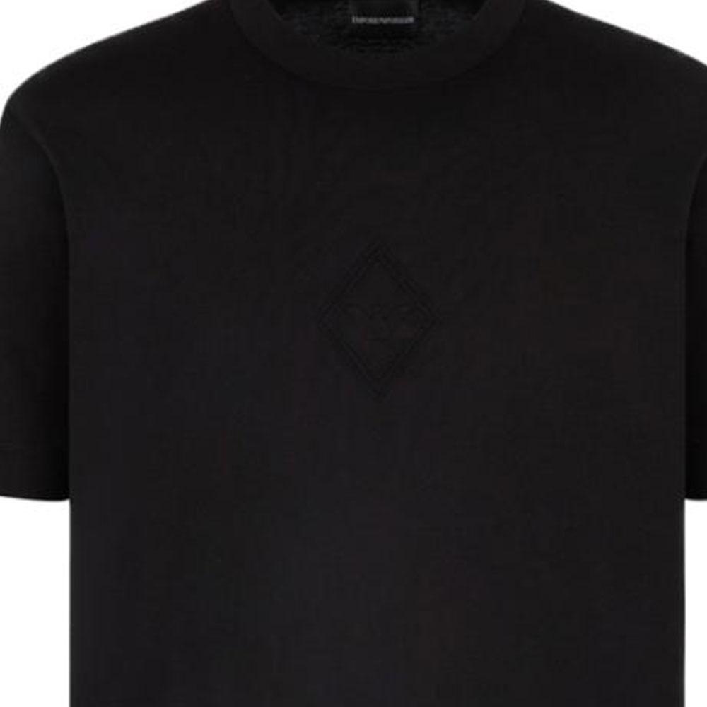 Emporio Armani Ss25 Solid Color Embossed Short Sleeve T-Shirt Men Tops Black EM001040-AF13669-UC001
