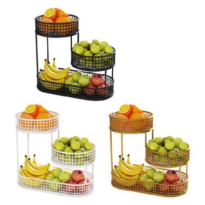 Σύγχρονο Μεταλλικό Σερβίτσιο Φρούτων Πολλαπλών Επιπέδων για Οργάνωση Πάγκου Κουζίνας