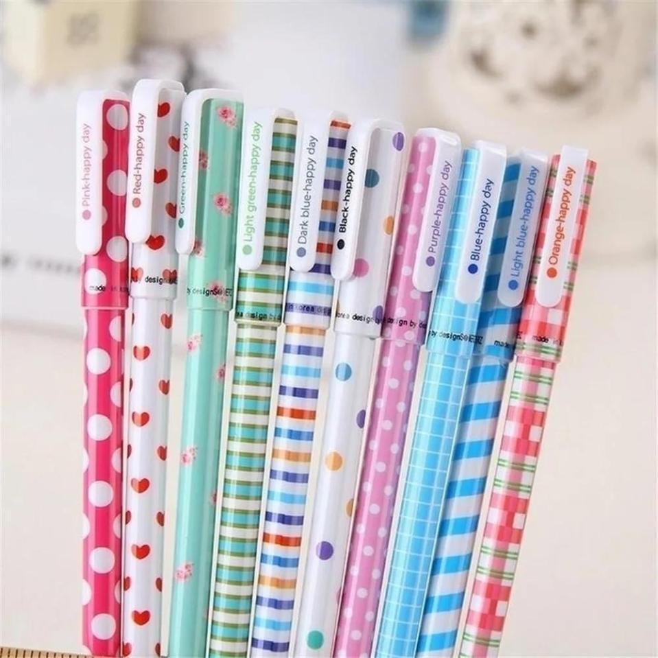 10 Pcs/Set Color Pen Flower Animal Starry Star Sweet Flora Colored Gel Pen 0.38mm Cute Pens For School Stationary