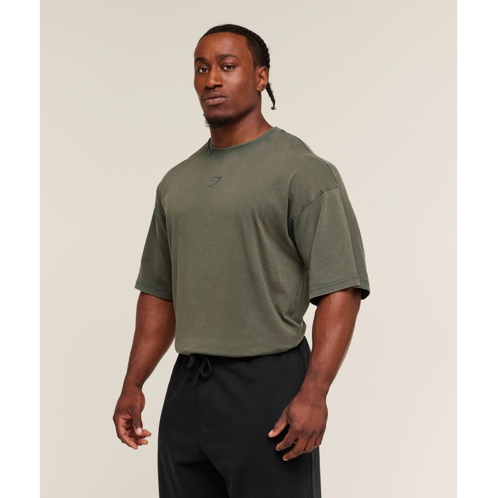 Gymshark Power Washed T-Shirt Gs sTrengTh Grün A2c9f Ecjh