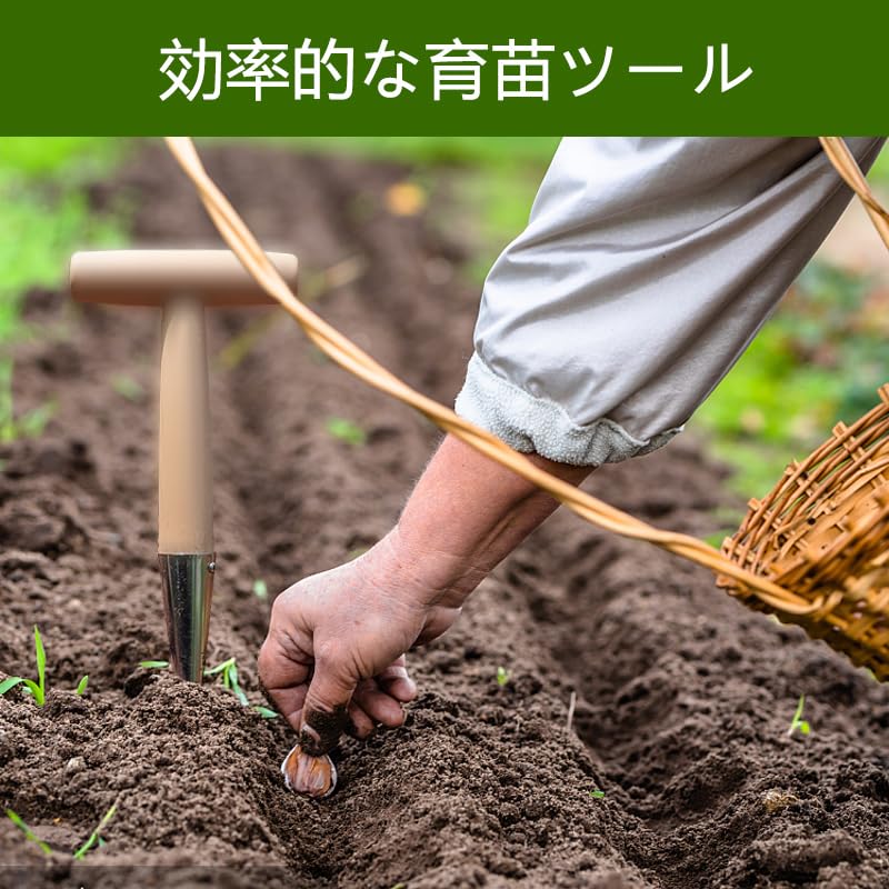 Handheld Hole Digger with Wooden Seedling Hole Hole Soil Digging Home Gardening Tool for and Garden with Wooden Handle and Stainless 1 Piece Handle,