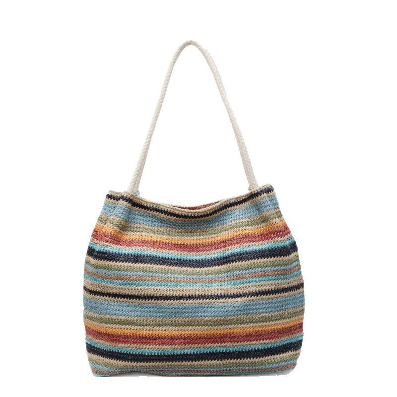 Shoulder bag women's new woven commuter large-capacity tote bag straw beach vacation bag portable messenger bag