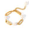 Simple Paper Clip Chain Freshwater Pearl Bracelet Fashion Gold Jewelry Long Lasting