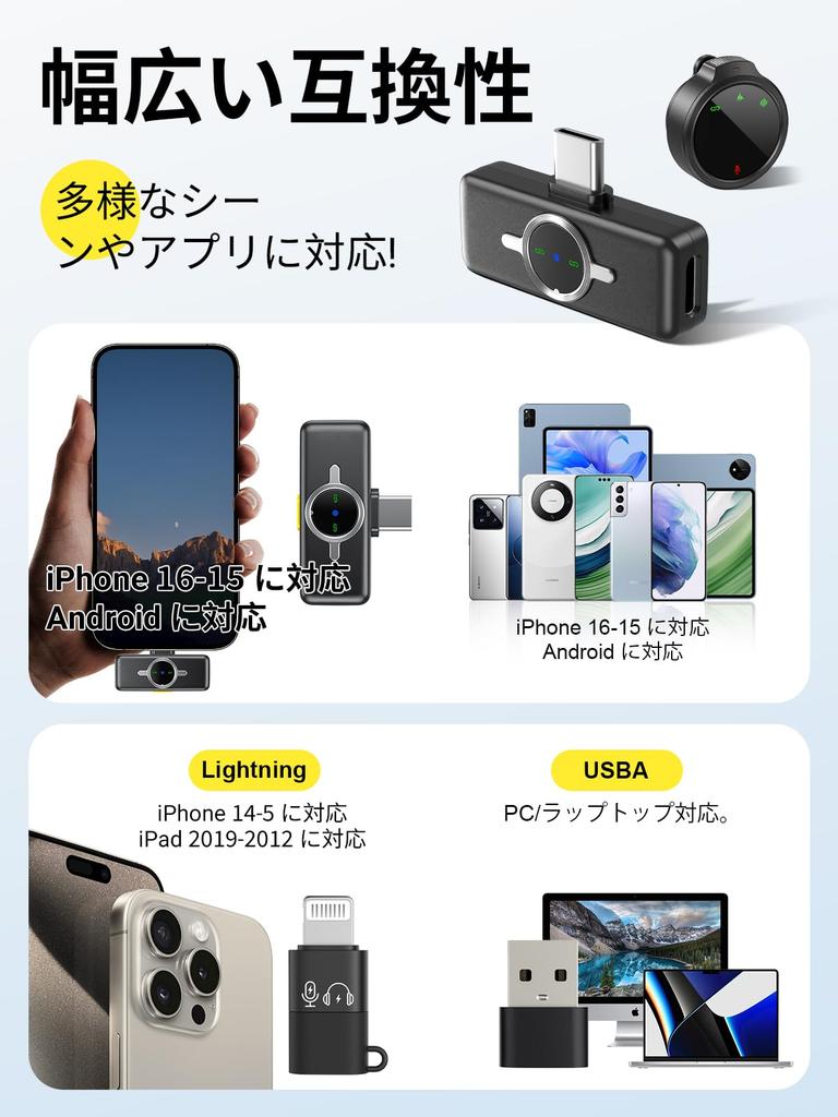 BILIWAL Wireless Lavalier Microphone for and PC Vlog Connection 60 Hours of Noise No Bluetooth Automatic Lightning to USB Neck Storage and 2 Windproof